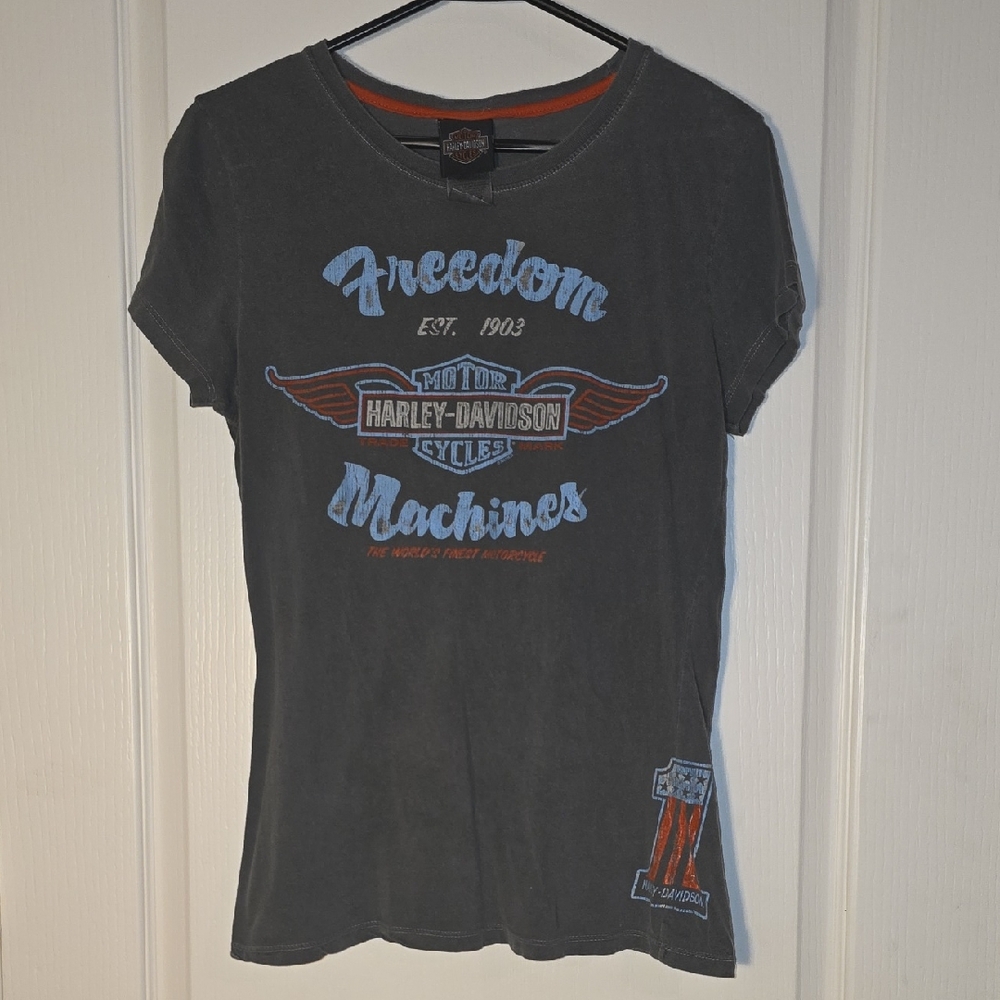 Harley-Davidson Charcoal Tee with Graphic Design The Villages Ladies L